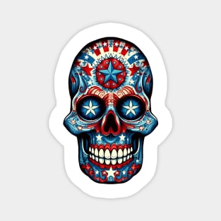 4th of July Holiday Patriotic Skull Candy Magnet