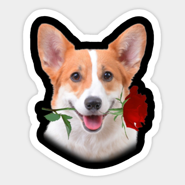 Rose Welsh Corgi Face Smile Welsh Corgi Dog Valentine S Day Gift Rose Welsh Corgi Face Sticker Teepublic