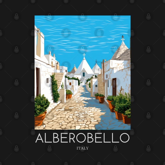 A Pop Art Travel Print of Alberobello - Italy by Studio Red Koala