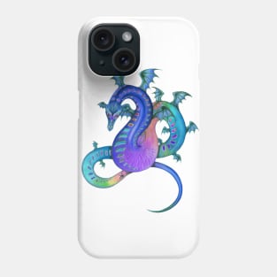 Fabulous Rainbow Dragon in Royal Blue, Teal, and Purple Phone Case