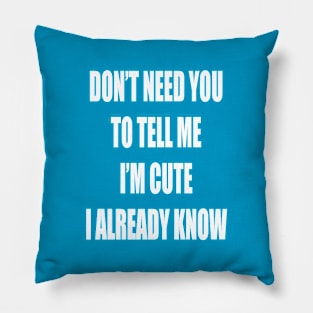 I Know I'm Cute Pillow