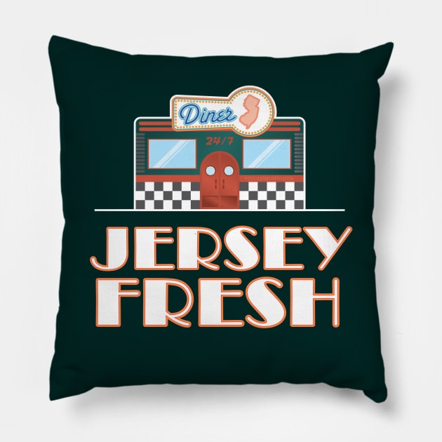 Jersey Fresh Retro New Jersey Diner Sign Pillow by sentinelsupplyco