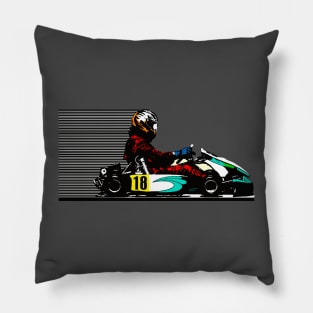 Go Kart Racer in Motion Pillow