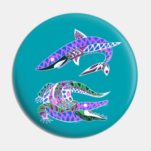 the kings of the swamp the shark and the alligator ecopop Pin