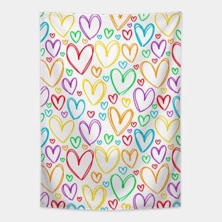 Rainbow Colorful Hearts Pattern Tapestry