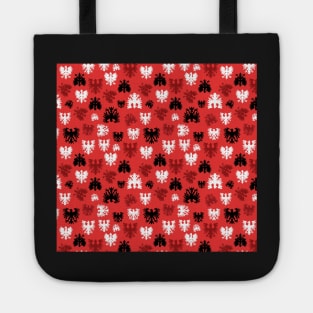 Polish Falcon Polish Eagle Pattern in Black and Red Dyngus Day Tote