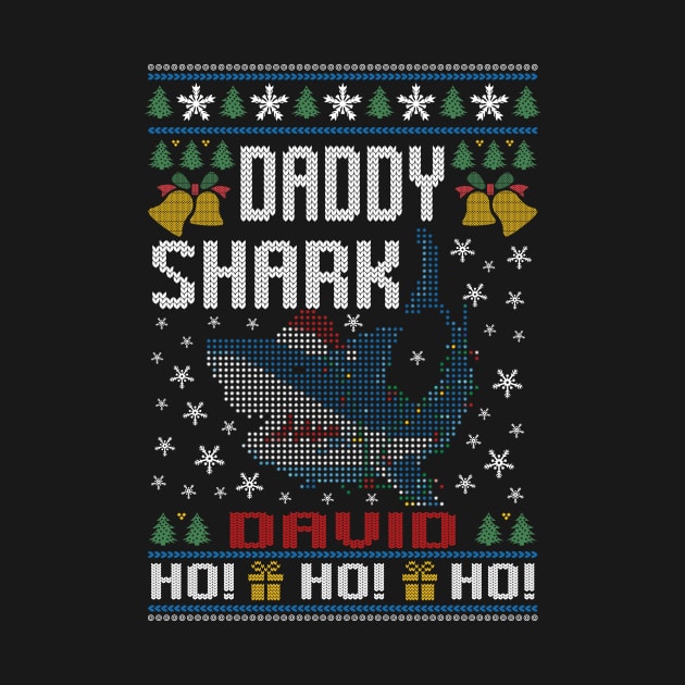 Best David Name Personalized Daddy Shark Ugly Christmas Sweater by Art master