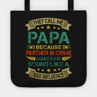 Funny Grandpa Shirts, Papa Partner In Crime Dad Fathers Day Tote