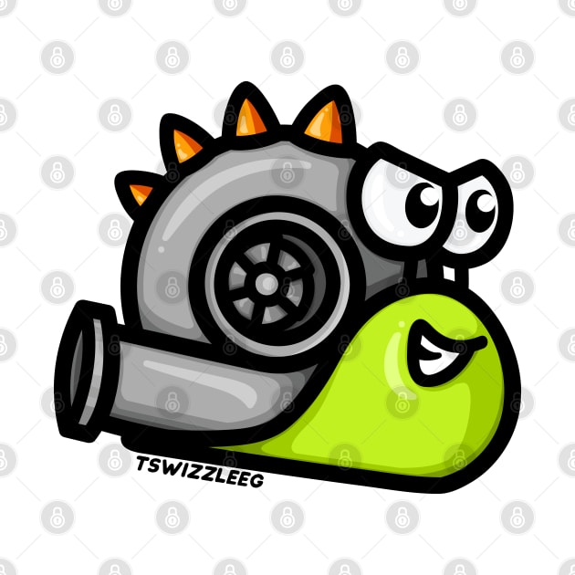 Turbo Snail - Turbosaurus Rex (Green & Orange) by hoddynoddy