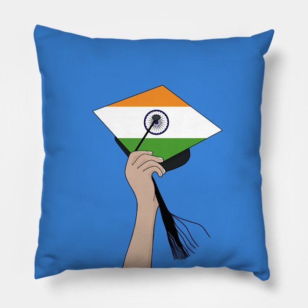 Holding the Square Academic Cap India Pillow by DiegoCarvalho