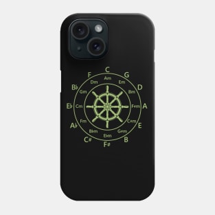 Circle of Fifths Ship Steering Wheel Light Green Phone Case
