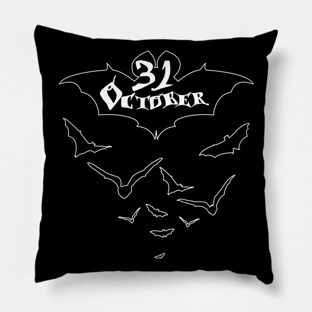 Halloween Black Bat 31 October Party Pillow by sofiartmedia