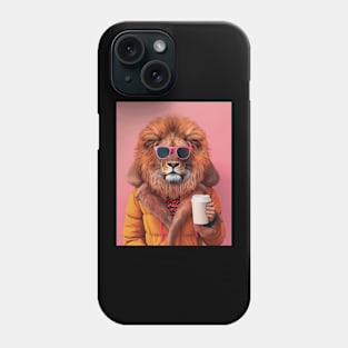 Fashionable Lion with Coffee Phone Case