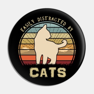 Easily Distracted By Cats Mountain Sunset Pin