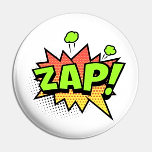 Zap Retro Comic Book Design Pin