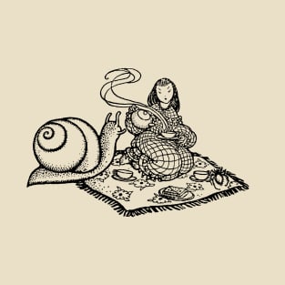 Snail Picnic Antique Illustration T-Shirt T-Shirt