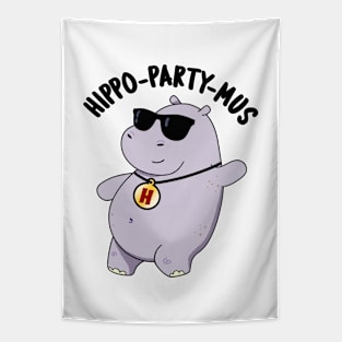 Hippo-party-mus Funny Animal Hippo Pun Tapestry