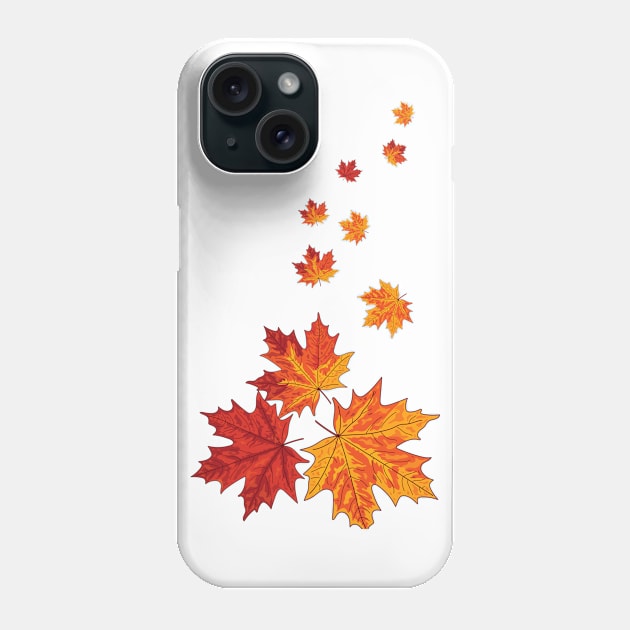 Cartoon beautiful falling maple leaves Phone Case by LuckyLife