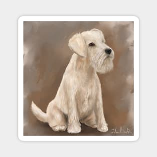 Painting of a Cream Coated Schnauzer with Beige Background Magnet