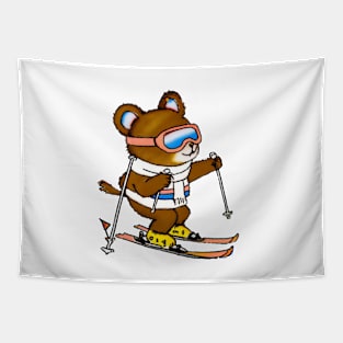 Cute Skiing Chibi Bear Tapestry