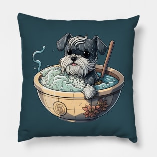 Master Schnauzer Jr Taking a Bath - Schnauzer Series Pillow