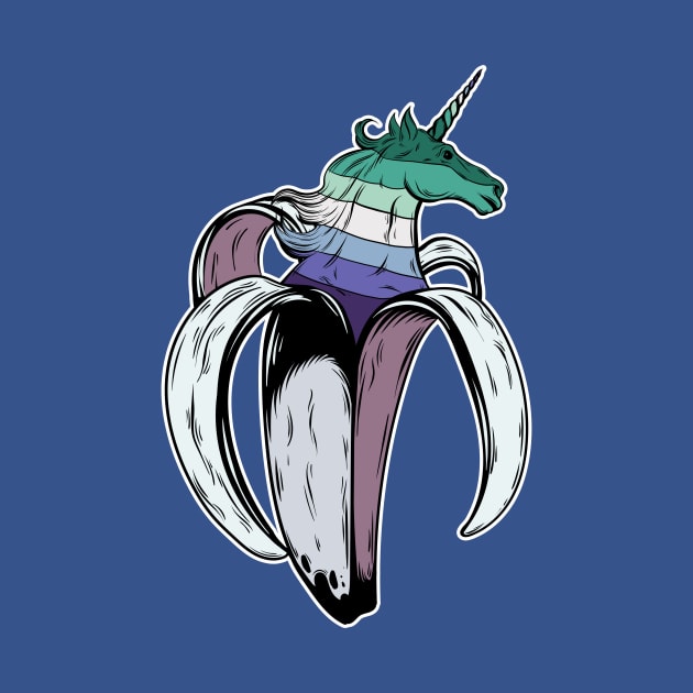 Gay Man Unicorn Banana LGBT Pride Flag by Psitta