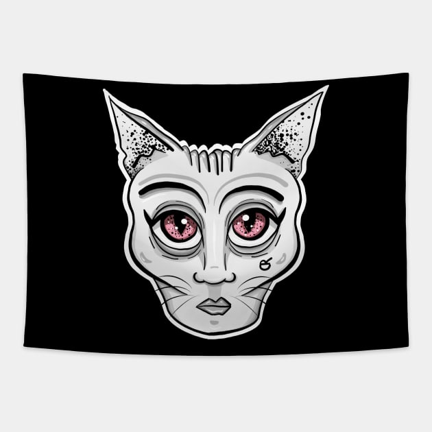 Cat face 1 Tapestry by Ramis Denise