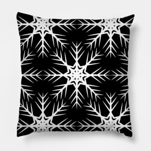 black and white snowflake pattern Pillow