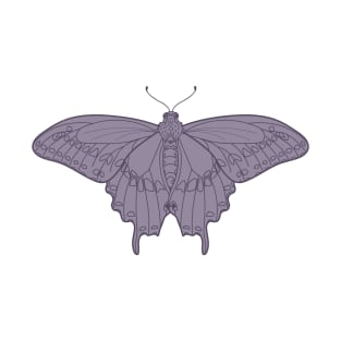 Black Swallowtail Butterfly in Purple T-Shirt