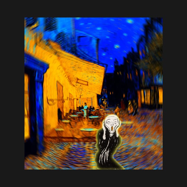 Vincent van Gogh's Café Terrace at Night WITH THE SCREAM EDWARD MUNCH by Ivan-CC--Art--Design