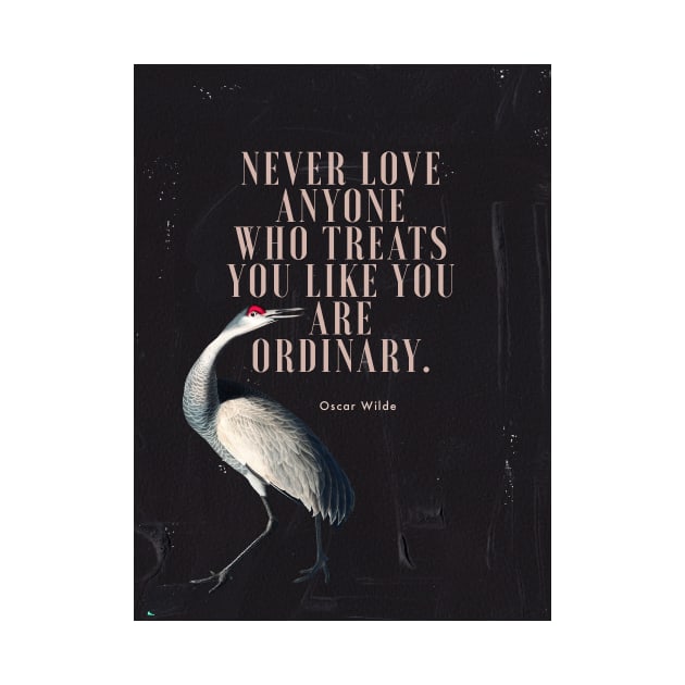 Oscar Wilde Inspirational Quote on Love Black Background Gold Paint Bird Painting by penandbea