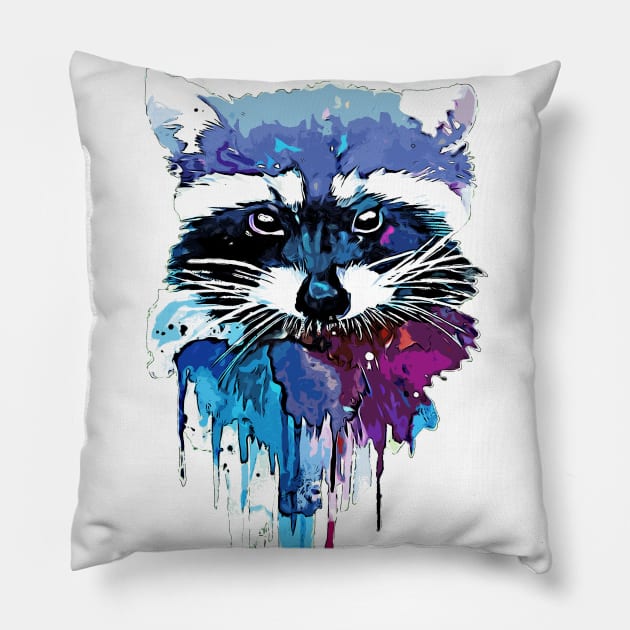 Cool racoon ART Watercolor print Pillow by CenterForward