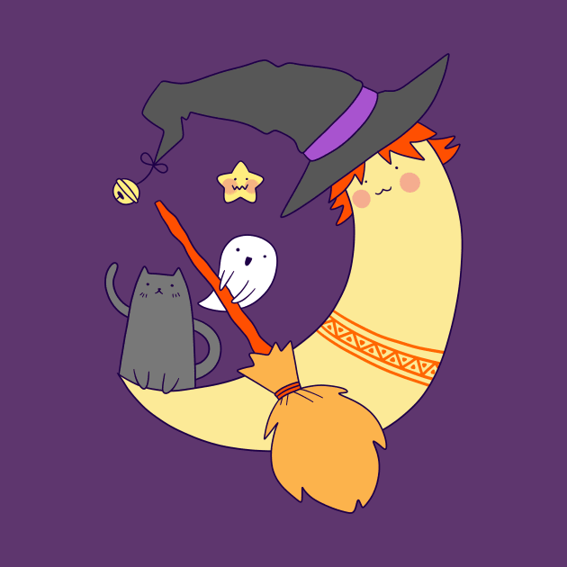 Cat and Witch Crescent Moon by saradaboru