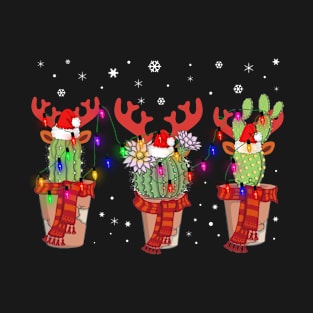 Cactus Christmas Lights Decoration Santa Hat Cactus Lovers T-Shirt