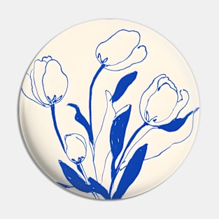 Blue Tulips Elegant Botanical Pin