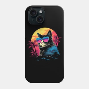 Retro Wave Japanese Bobtail Cat Shirt Phone Case