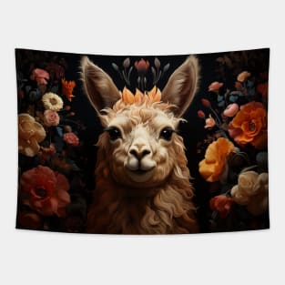 Vintage Retro Cottagecore Art Alpaca Llama Tapestry
