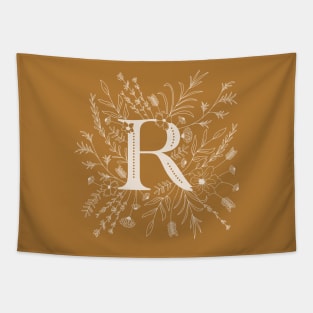 Botanical Letter R (Mustard Yellow) Tapestry