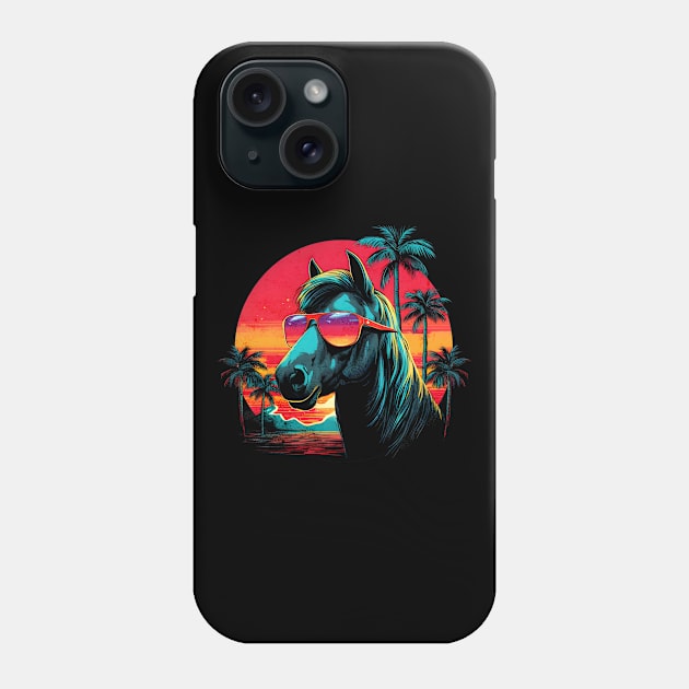 Retro Wave Andalusia Horse Good Vibes Phone Case by Miami Neon Designs