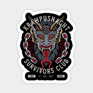 Krampus Survivors Club - Creepy Tattoo Style - Christmas Holiday Design Magnet