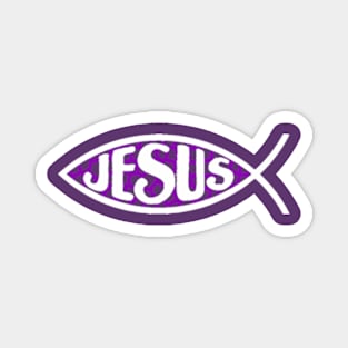 JESUS FISH - WHITE LETTERING & PATTERN Magnet