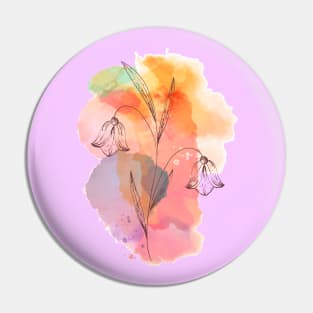 Hand Drawn Flowers and Leaves Artwork Pin