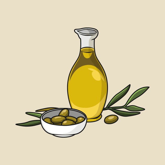 Olive oil cartoon illustration by Miss Cartoon