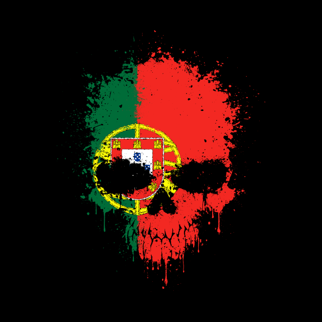 Chaotic Portuguese Flag Splatter Skull by jeffbartels