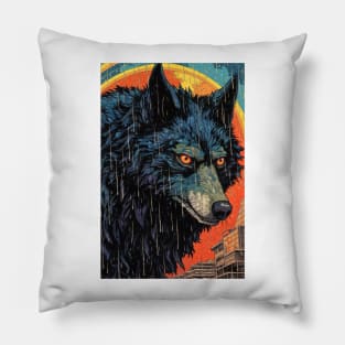 Comic Style Wolf Pillow