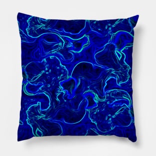 colorful abstract blue print Pillow