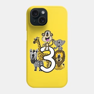 Safari Zoo Animals 3 Year Old 3rd Birthday Phone Case