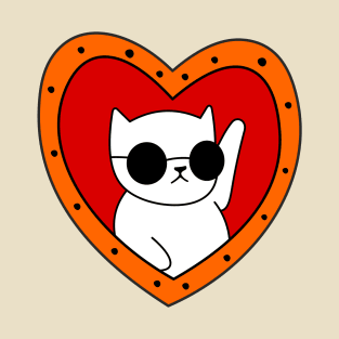 Heart and cat with glasses T-Shirt