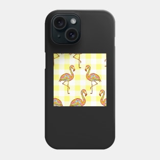 yellow , colorful, flamingo, glitter, gold, summer, pattern, funny, sunny Phone Case