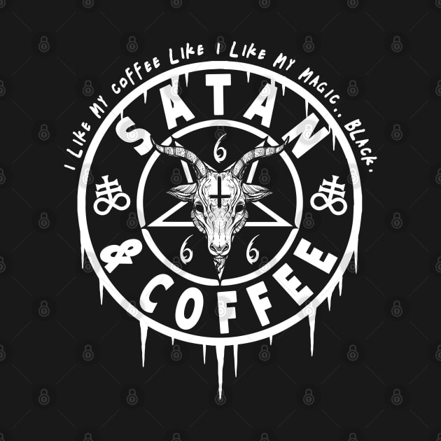 SATAN AND COFFEE - FUNNY SATANIC OCCULT by Tshirt Samurai